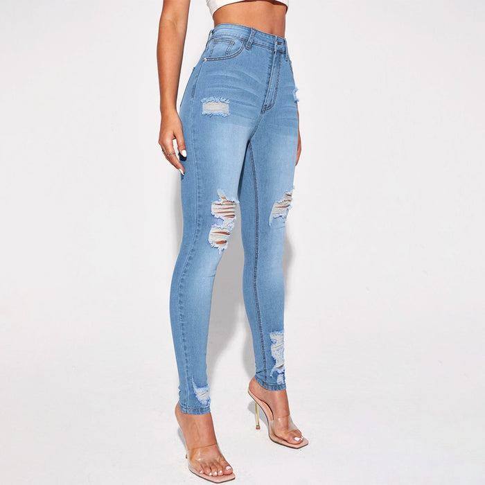 Easy Wear High Waist Ripped Skinny Jeans