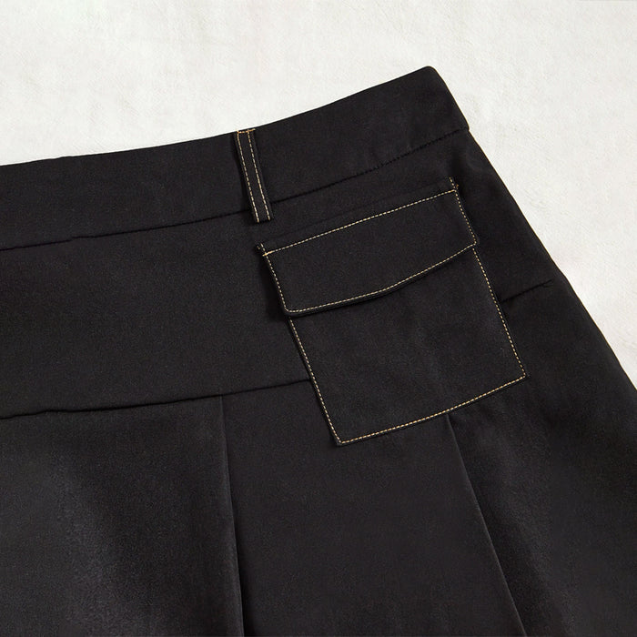 Grunge High Waist Flap Pocket Pleated Skirt