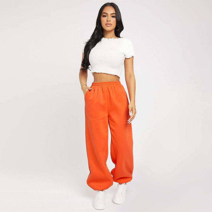 Solid Elastic Waist Easy Wear Joggers