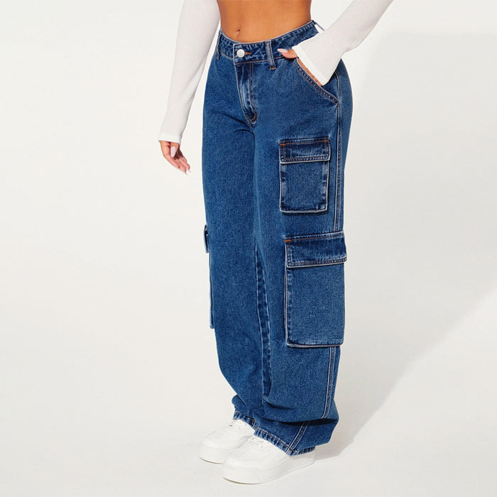 Flap Pocket Loose Side Cargo Jeans