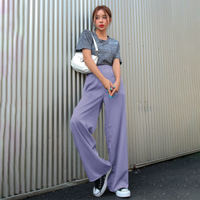 Elastic Waist Casual Polyester Pants