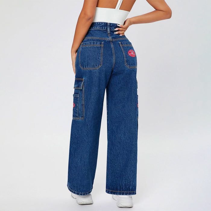 High Waist Pocket Side Wide Jeans