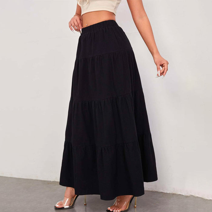 Elastic Waist Ruffle Hem Skirt