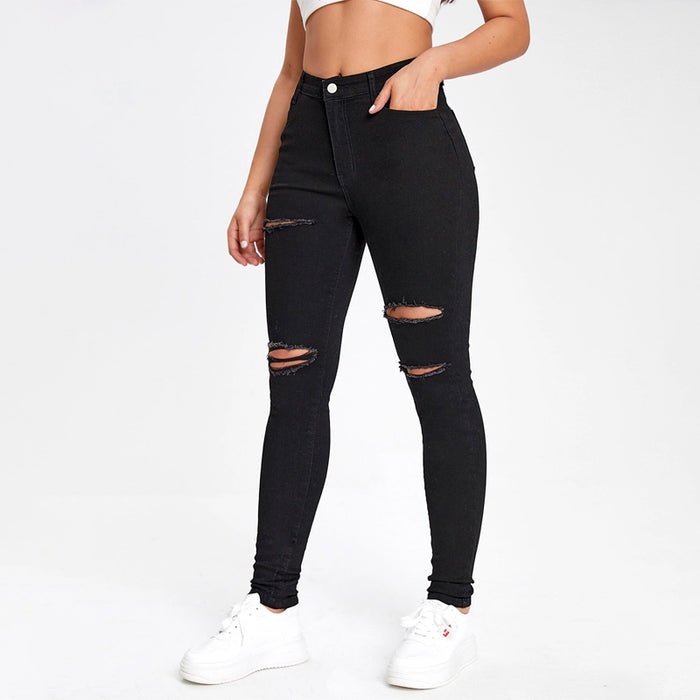 Slant Pocket Ripped Skinny Jeans