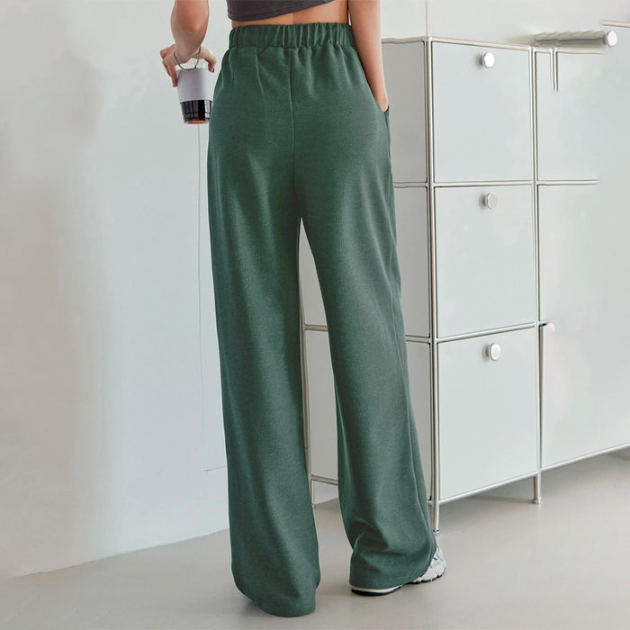 Letter Patch Drawstring Wide Leg Sweatpants