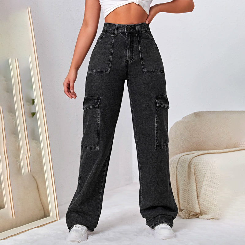 Cargo High Waist Side Pocket Jeans