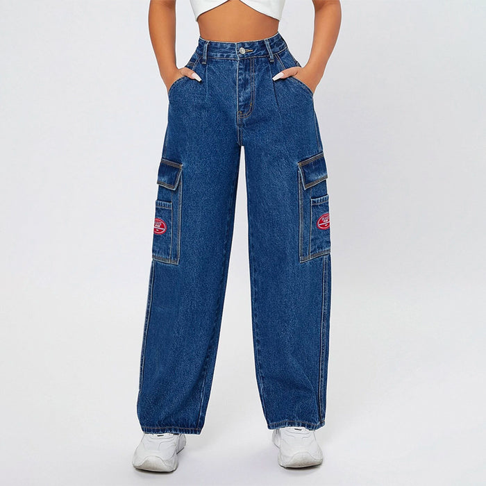 High Waist Pocket Side Wide Jeans