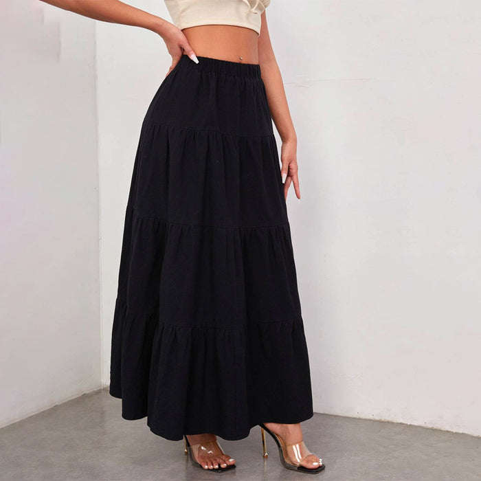 Elastic Waist Ruffle Hem Skirt