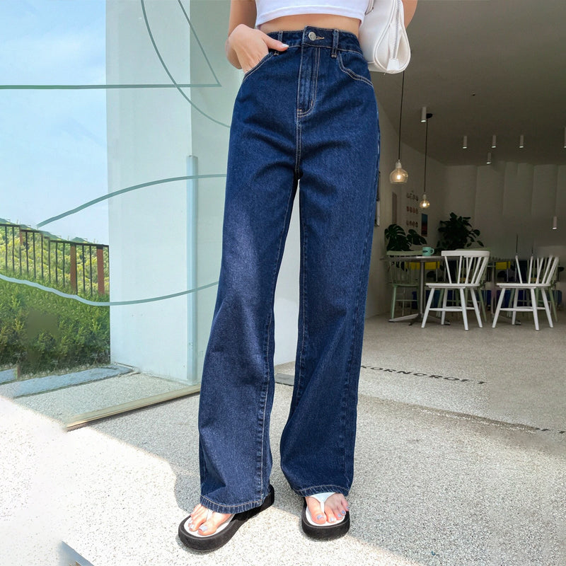 Stylish High Waist Flap Pocket Cargo Jeans