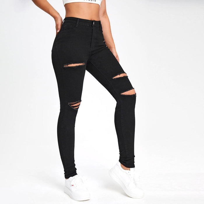 Slant Pocket Ripped Skinny Jeans