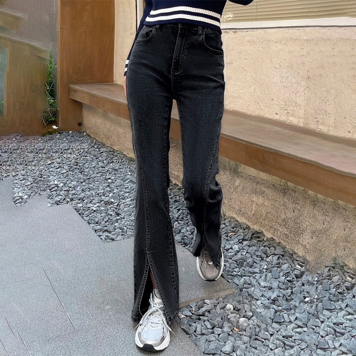 Split Hem Flare Leg Jeans