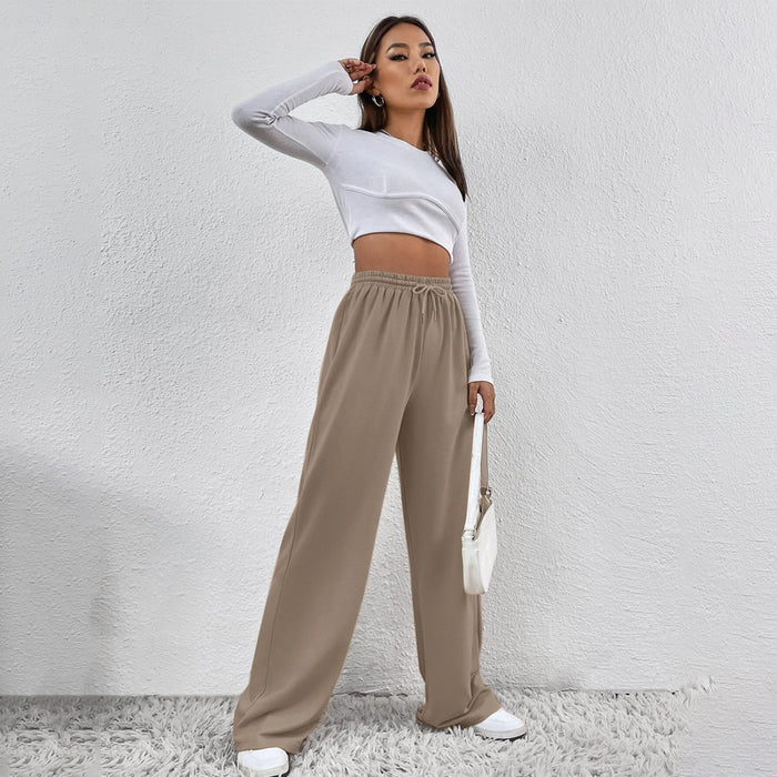 Solid Drawstring Waist Straight Leg Sweatpants