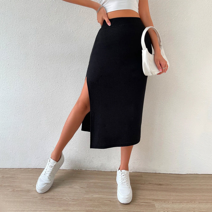 High Waist Split Thigh Midi Skirt