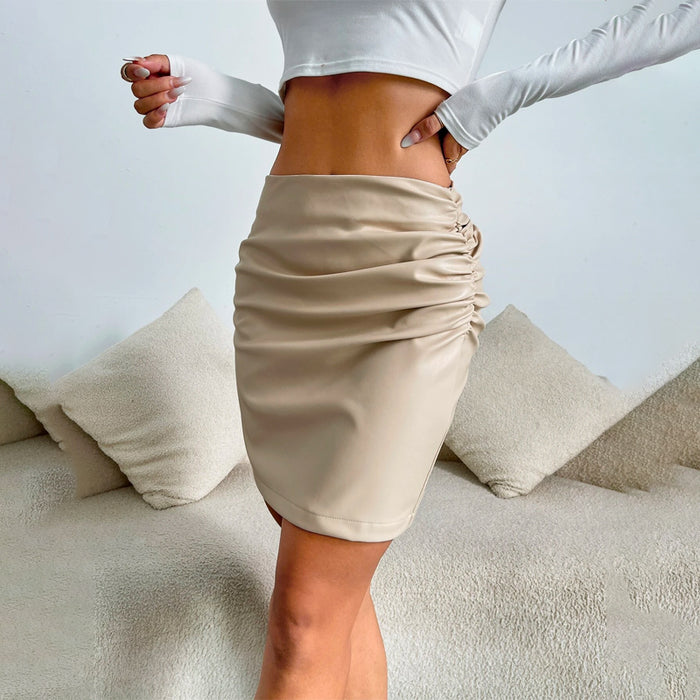 High Waist PU Leather Bodycon Skirt