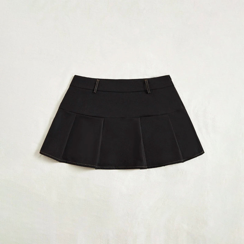 Grunge High Waist Flap Pocket Pleated Skirt