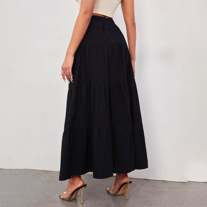 Elastic Waist Ruffle Hem Skirt