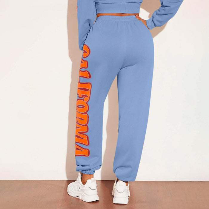 Letter Graphic Easy Wear Elastic Waist Sweatpants