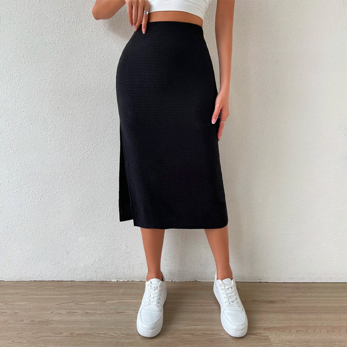 High Waist Split Thigh Midi Skirt