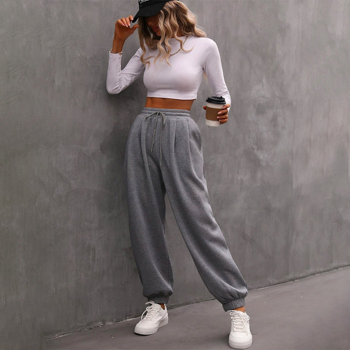 Slant Pockets Drawstring Easy Wear Sweatpants