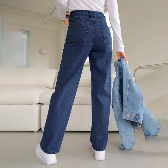 High Waisted Long Denim Jeans