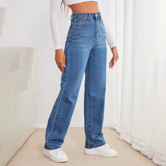 High Waisted Straight Leg Jeans