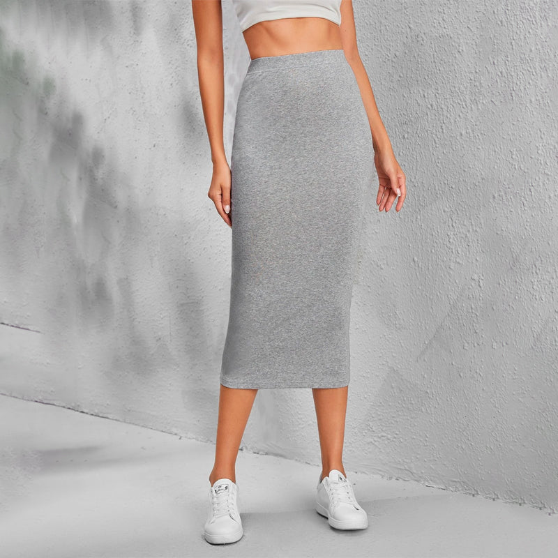 Solid Plain Pencil Skirt