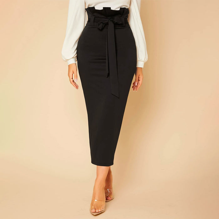 Tall Paperbag Waist Self Belted Skirt