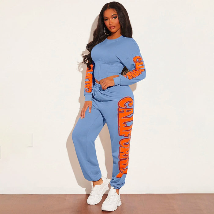 Letter Graphic Easy Wear Elastic Waist Sweatpants