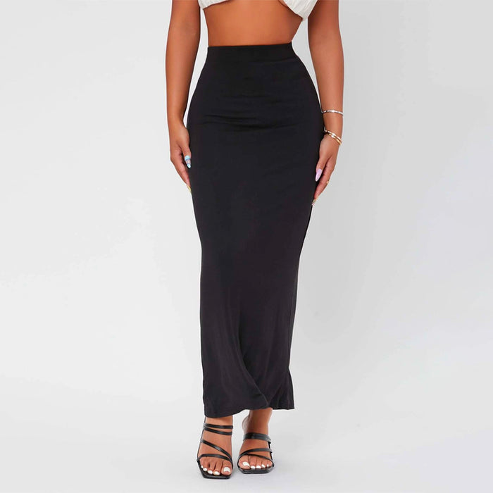 Casual High Waist Solid Pencil Skirt