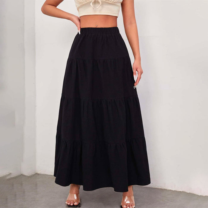 Elastic Waist Ruffle Hem Skirt