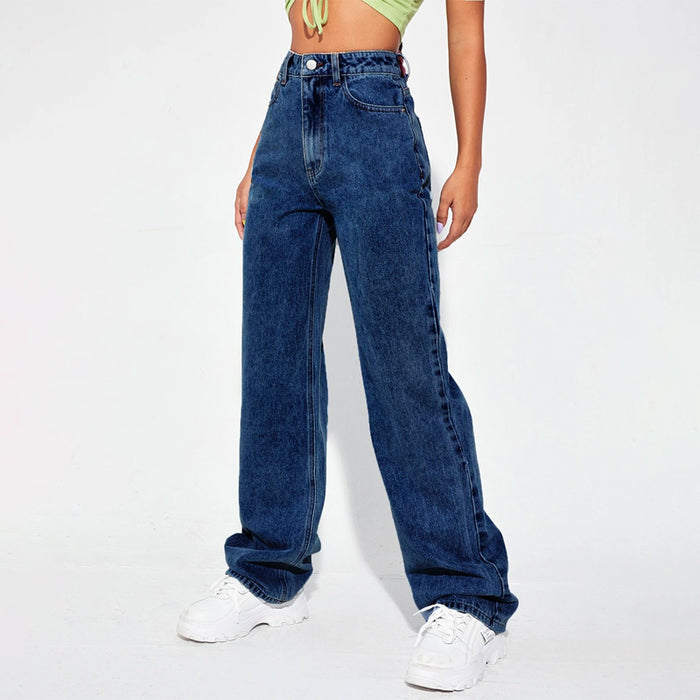 High Waist Plain Patterned Leg Jeans