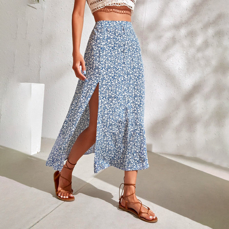 Easy Wear Ditsy Floral Split Thigh Skirt