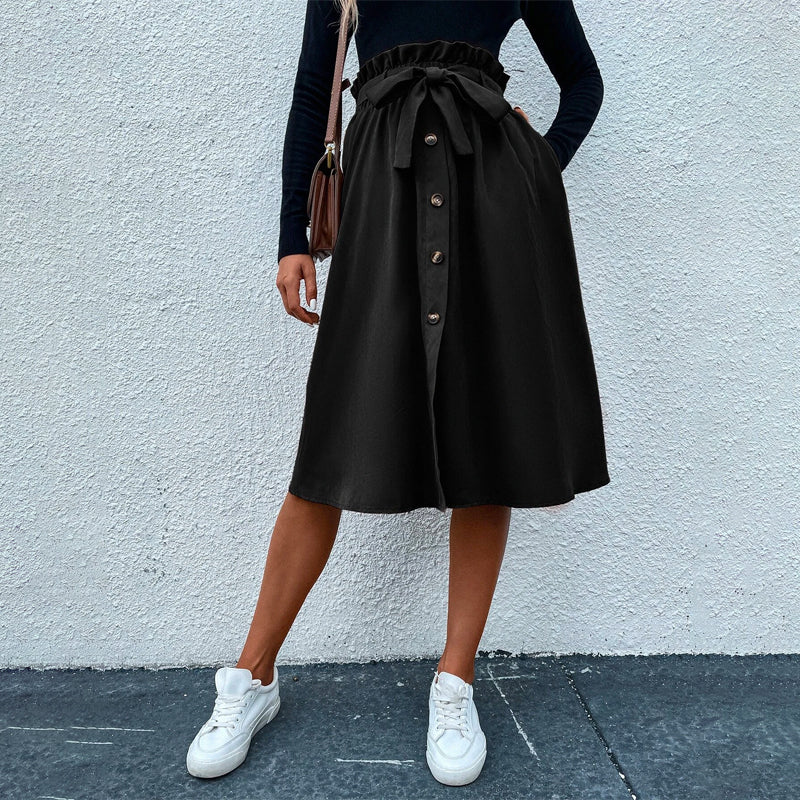 Paper Bag Waist Belted Skirt