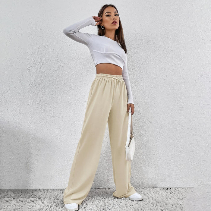 Solid Drawstring Waist Straight Leg Sweatpants