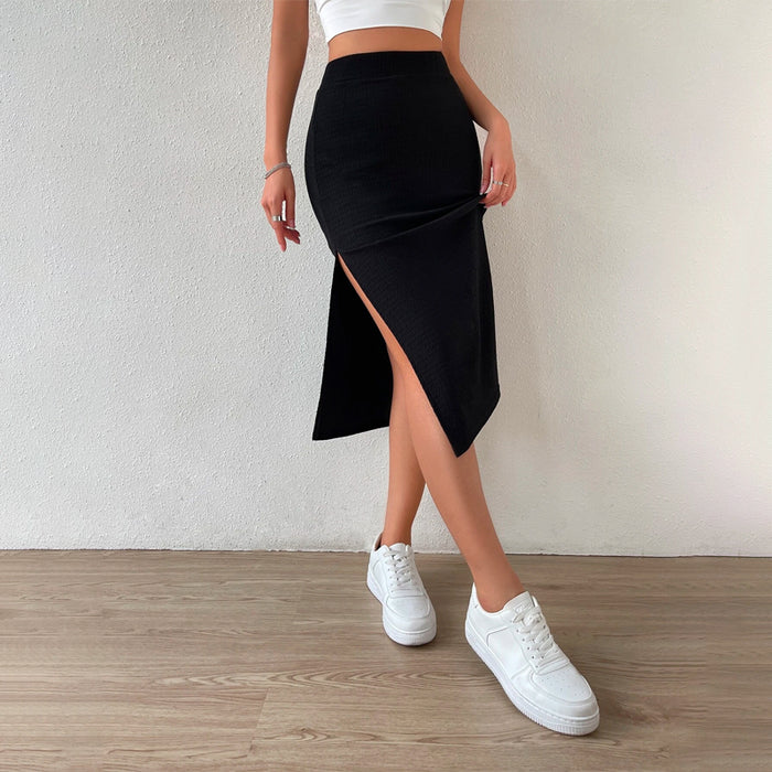 High Waist Split Thigh Midi Skirt