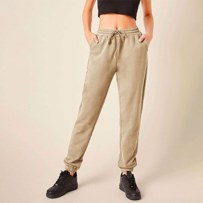 Solid Drawstring Waist Easy Wear Sweatpants