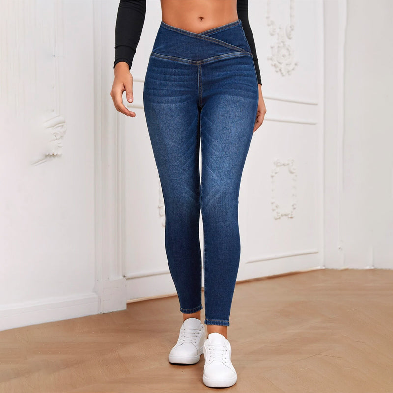 Asymmetrical Waist Skinny Jeans