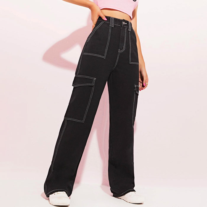 Cargo High Waist Side Pocket Jeans