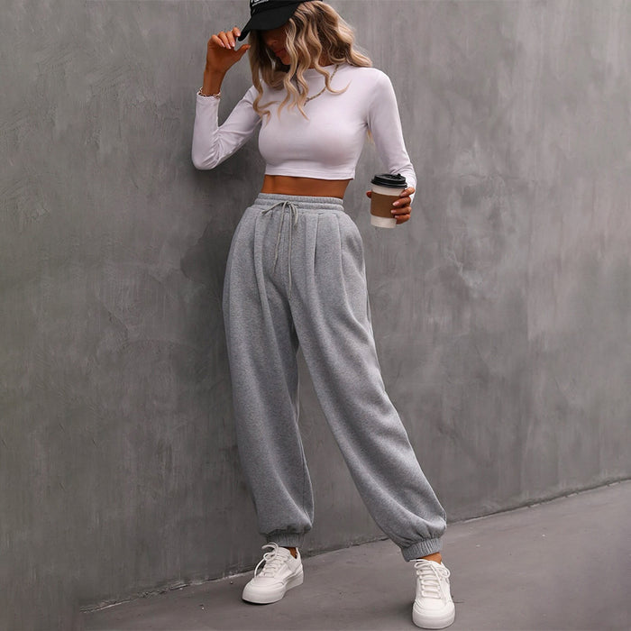 Slant Pockets Drawstring Easy Wear Sweatpants