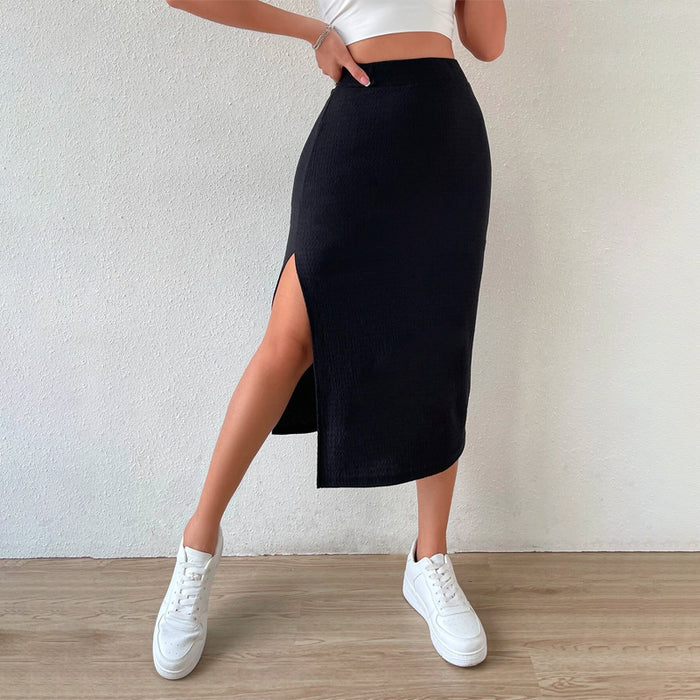 High Waist Split Thigh Midi Skirt