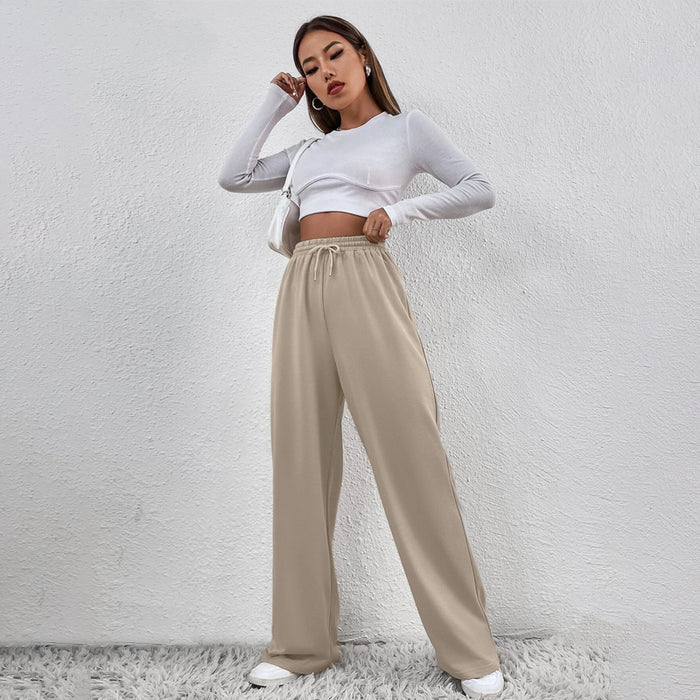 Solid Drawstring Waist Straight Leg Sweatpants