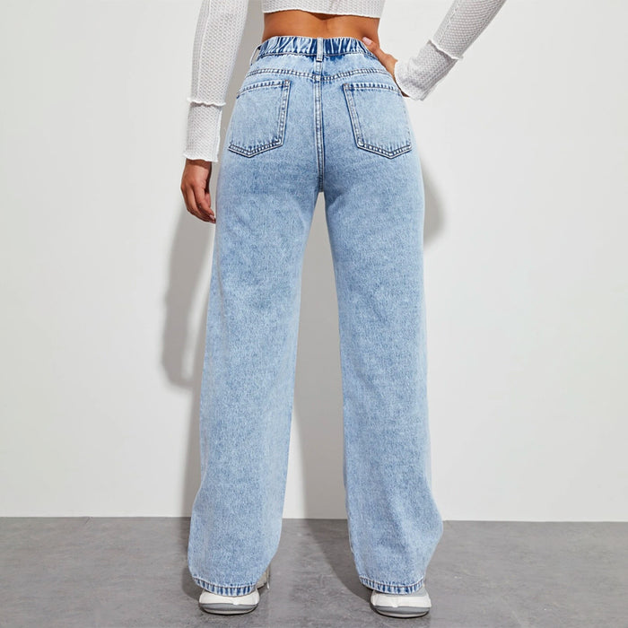 Slogan and Yin & Yang Print Jeans