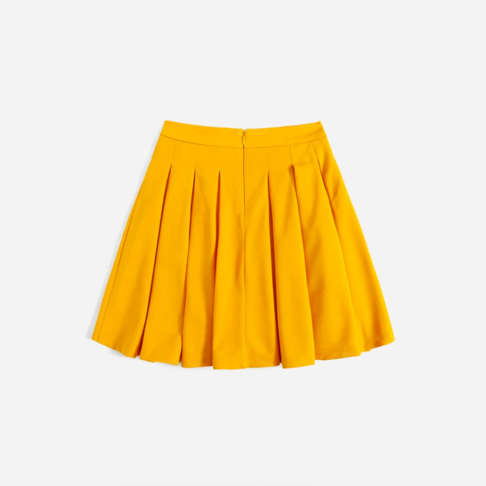 Back Boxy Pleated Skater Skirt