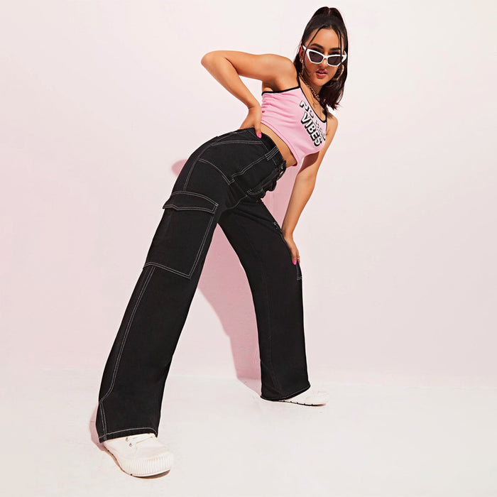 Cargo High Waist Side Pocket Jeans