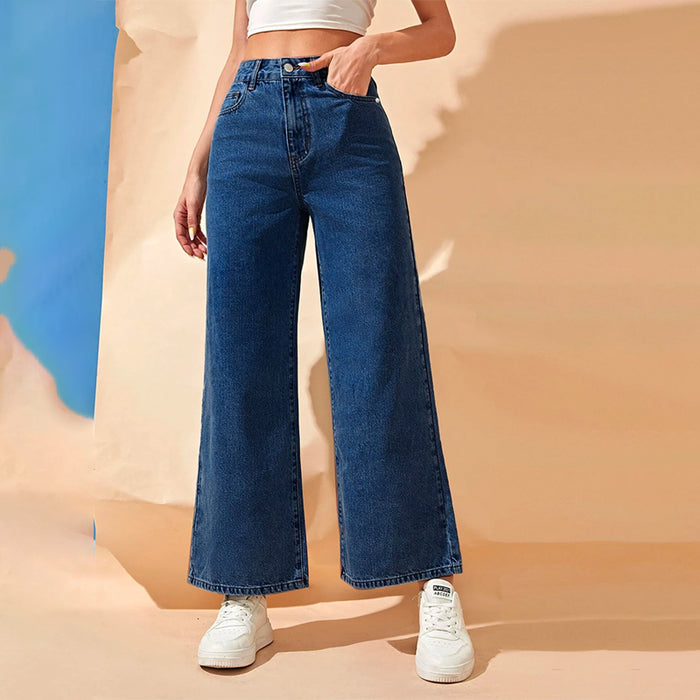 High Waist Unlined Wide Leg Jeans