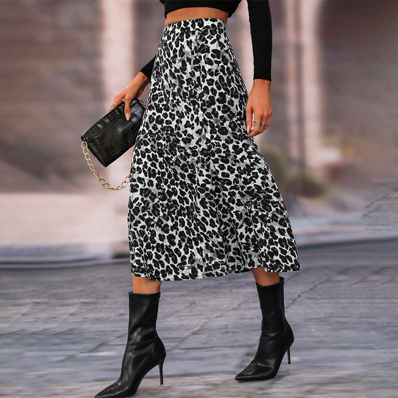 Easy Wear Leopard Print A-Line Skirt