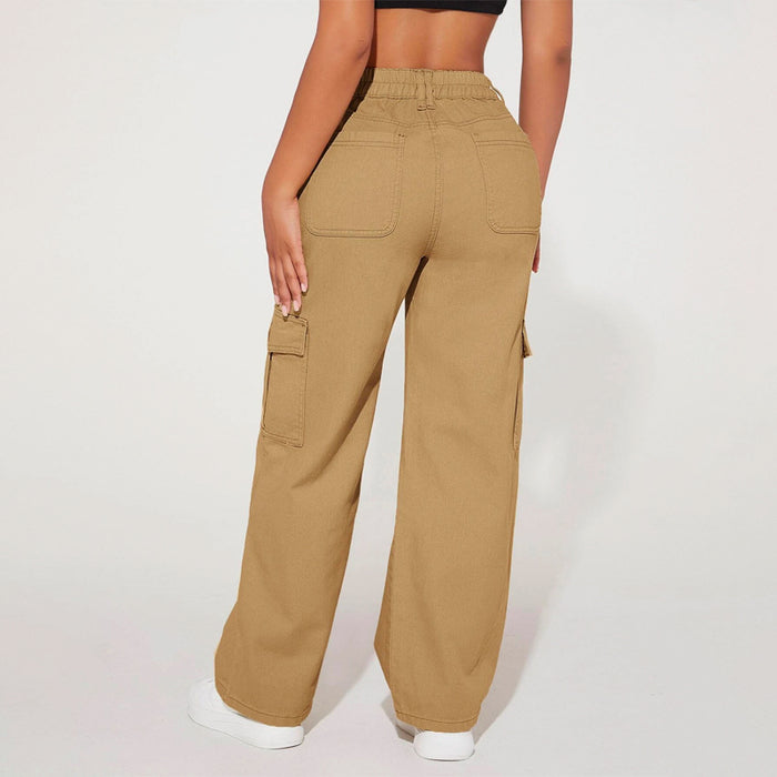 High Waist Flap Pocket Cargo Jeans