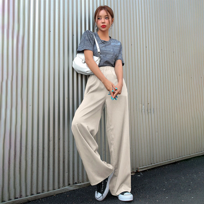 Elastic Waist Casual Polyester Pants