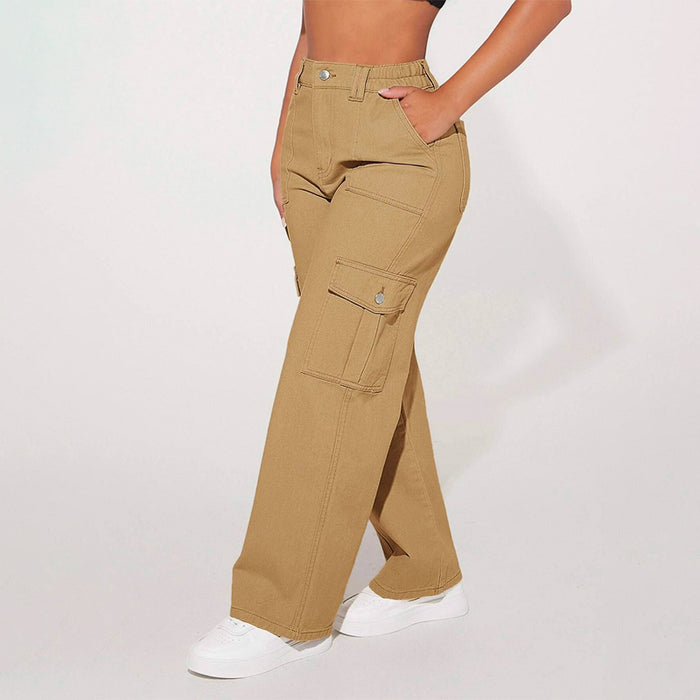 High Waist Flap Pocket Cargo Jeans