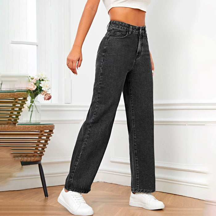 High Waist Slant Pocket Easy Wear Jeans